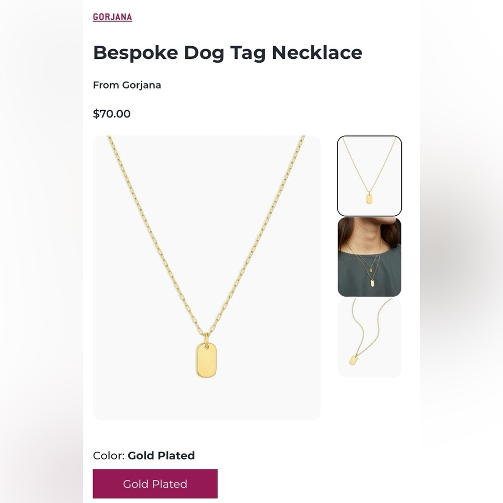 Gorjana Gold Plated Bespoke Necklace (letter M engraved)